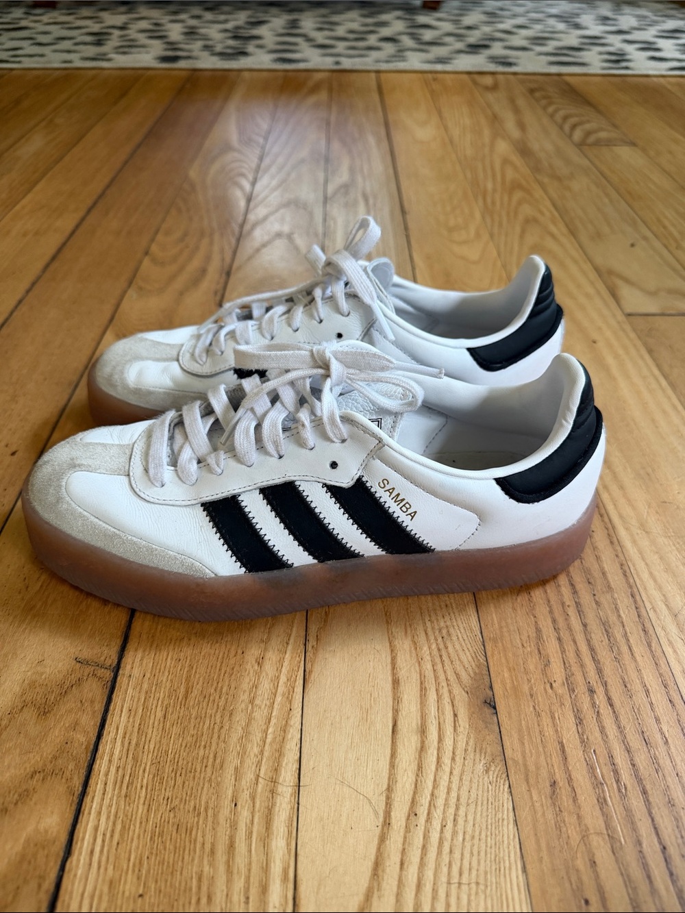 adidas womans Sambae Sneakers — White, Black, Gum - Picture 2 of 4